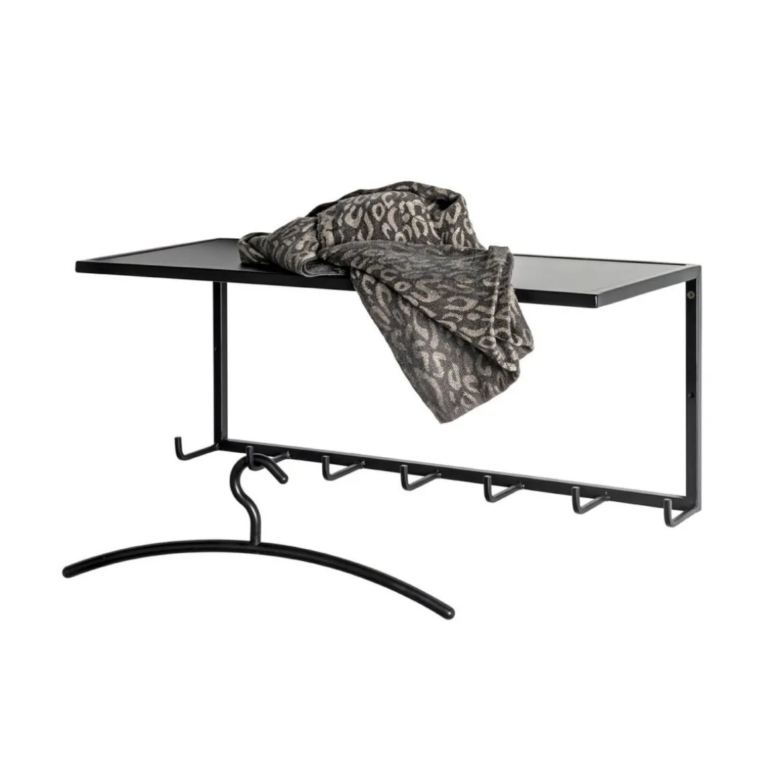 Garderobe murale acier laqué noir 7 crochets