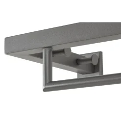 Garderobe murale avec 1 tringle et miroir integré à côté en tube d'acier époxy Gris anthracite