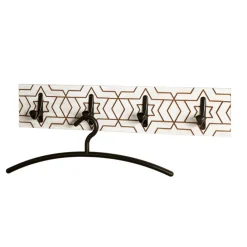 Garderobe murale avec motif et 4 crochets en métal noir