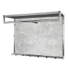 Garderobe murale avec étagère dos en MDF décor optique béton et 8 crochets et 1 tringle en Métal chromé