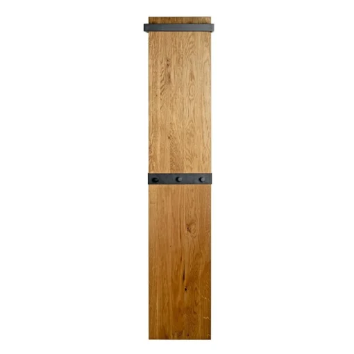 Garderobe murale bois avec cadre, tringle et crochets en métal noir