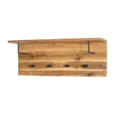 garderobe murale chêne et métal noir - 4 crochets