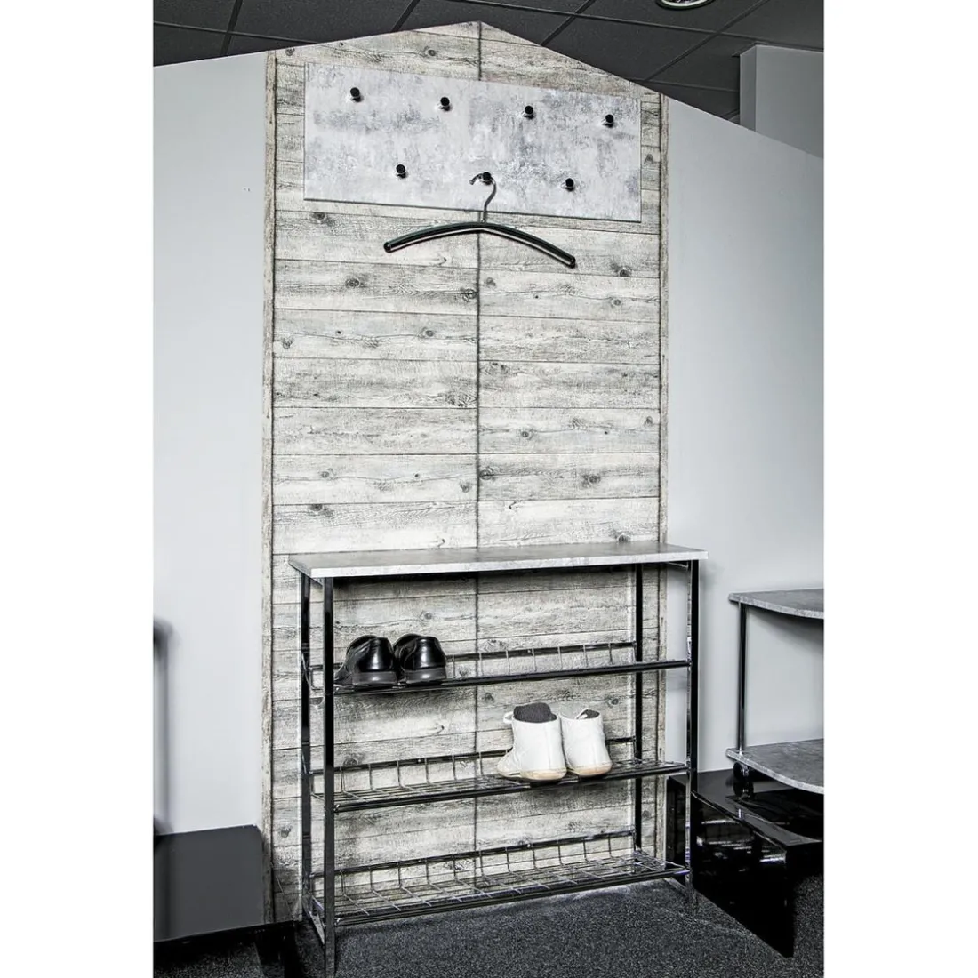 Garderobe murale décor beton modulable 7 crochets