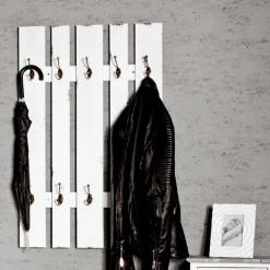 garderobe murale effet bois vieilli blanc 10 crochets