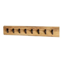Garderobe murale en bois et 8 crochets en métal noir