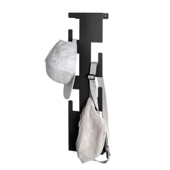 Garderobe murale en métal noir avec 6 crochets