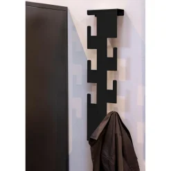 Garderobe murale en métal noir avec 6 crochets