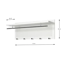 Garderobe murale en tube d'acier peint par poudrage en blanc
