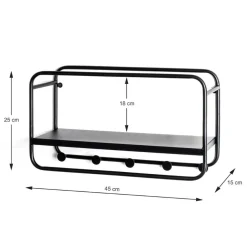 garderobe murale en tube d'acier laqué noir,