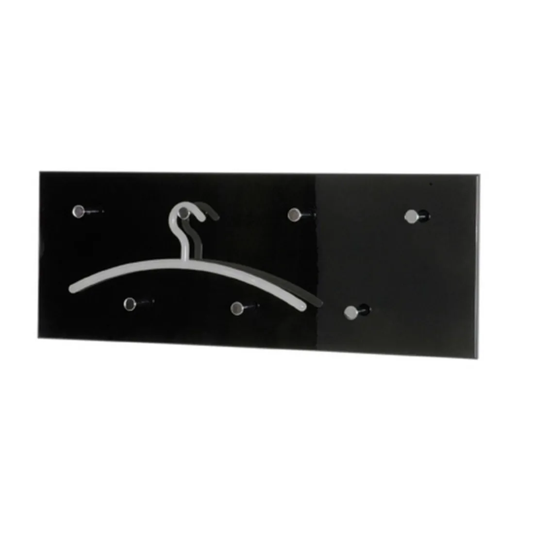 Garderobe murale laquée noire 7 crochets