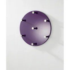 Garderobe murale ronde laquée violet crochet acier chromé