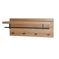 Garderobe murale tringles et 4 crochets métalliques noirs