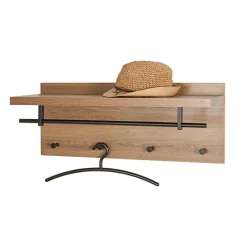 Garderobe murale tringles et 4 crochets métalliques noirs