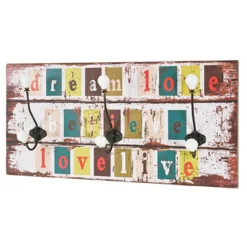 Garderobe murale vintage Dream multicolore 3 crochets