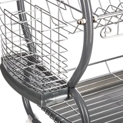 Égouttoir métal 2 niveaux avec plateau gris