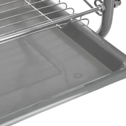 Égouttoir métal 2 niveaux avec plateau gris