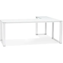 Grand bureau de direction en angle 'XLINE' en verre blanc