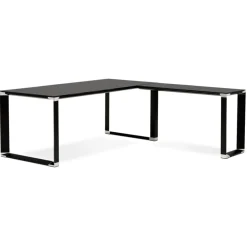 Grand bureau de direction en angle 'XLINE' en verre noir