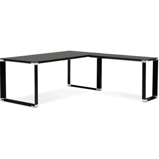 Grand bureau de direction en angle 'XLINE' en verre noir