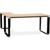 Grand bureau de direction en angle 'XLINE' en bois finition naturelle et structure noire