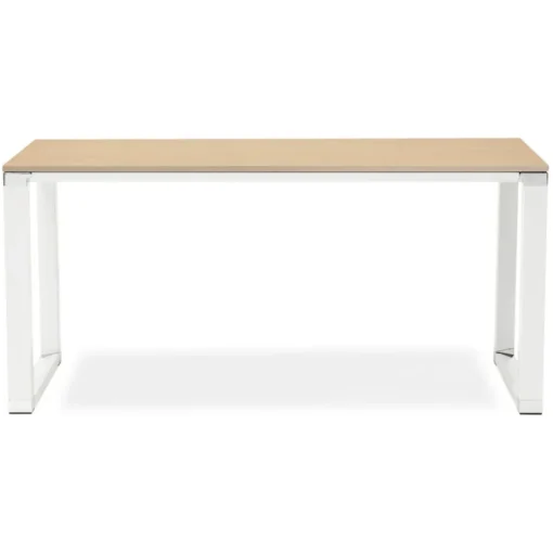 Grand bureau de direction droit 'XLINE' 200 en bois finition naturelle et structure blanche