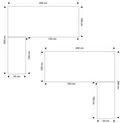 Grand bureau de direction en angle 'XLINE' en bois finition naturelle et structure blanche