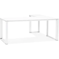 Grand bureau de direction en angle 'XLINE' en bois blanc