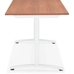 Grand bureau droit 'CRYPTO' en bois finition Noyer