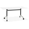 Grand bureau pliable 'FLEXO' blanc sur roulettes