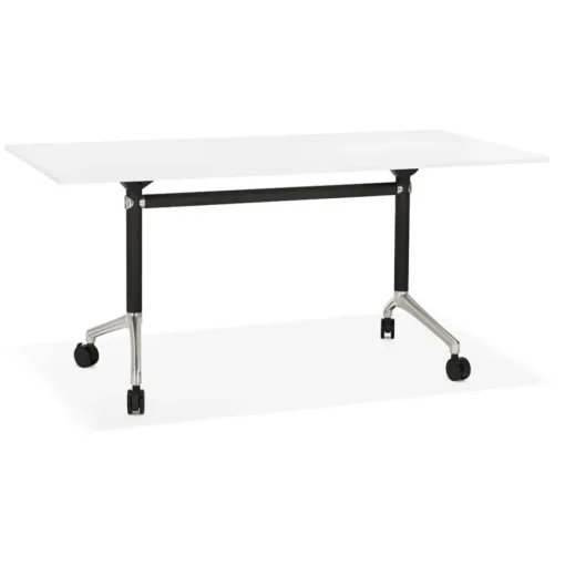 Grand bureau pliable 'FLEXO' blanc sur roulettes