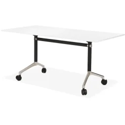 Grand bureau pliable 'FLEXO' blanc sur roulettes
