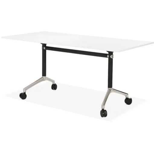 Grand bureau pliable 'FLEXO' blanc sur roulettes