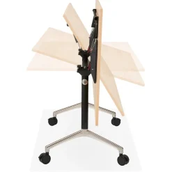 Grand bureau pliable 'FLEXO' sur roulettes en bois finition naturelle