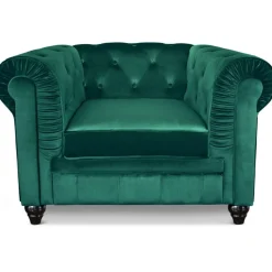 Grand fauteuil Velours Vert ANGOL