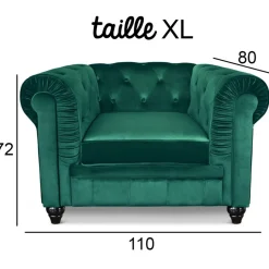 Grand fauteuil Velours Vert ANGOL