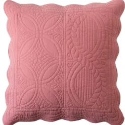 Housse de coussin boutis en coton BAILLARGUES bois de rose