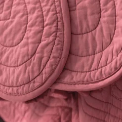 Housse de coussin boutis en coton BAILLARGUES bois de rose