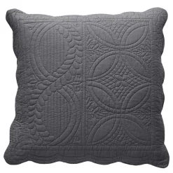 Housse d'oreiller et de coussin en boutis uni coton - Gris foncé