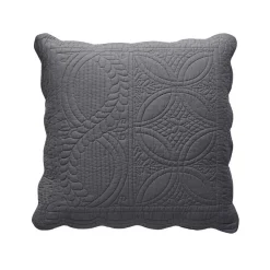 Housse d'oreiller et de coussin en boutis uni coton - Gris foncé