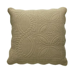 Housse d'oreiller et de coussin en boutis uni coton - Beige ficelle
