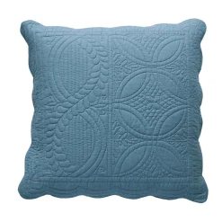 Housse oreiller en coton boutis 65x65 - bleu grisé