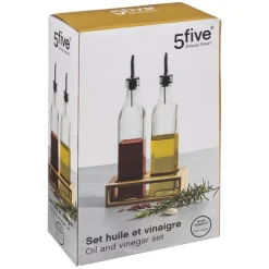 Huile / vinaigre en verre et bambou