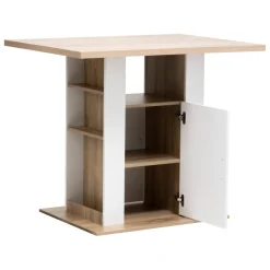 Ilot de cuisine effet bois naturel blanc