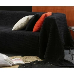 Jeté de canapé nid-d'abeilles - Gris Anthracite