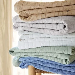 Jeté de lit coton tissu jacquard CL.LADRI JET Beige