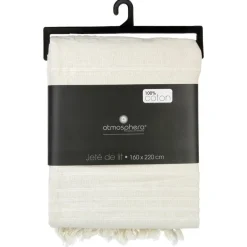 Jeté de lit en coton 160x220 - ivoire