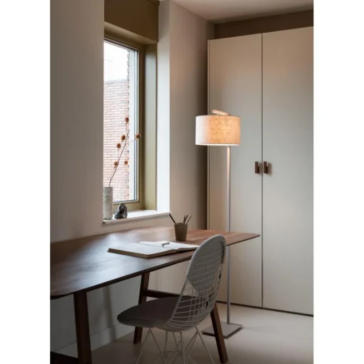 Lampadaire Boston sable abat-jour lin clair