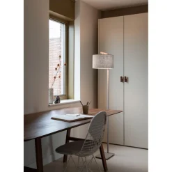 Lampadaire Boston sable abat-jour lin fonce
