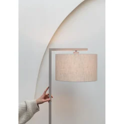 Lampadaire Boston sable abat-jour lin fonce