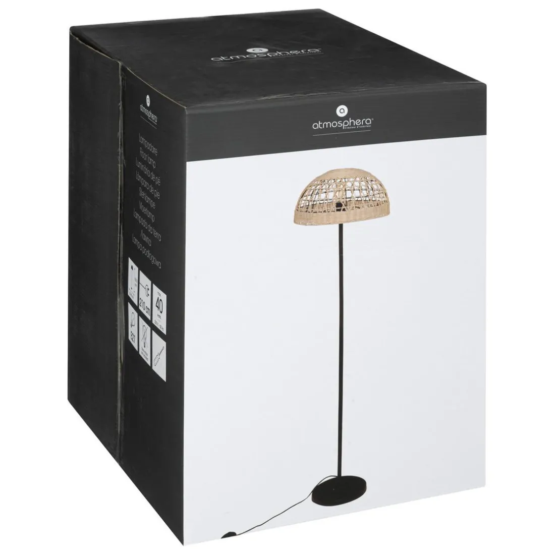 Lampadaire droit en métal - beige